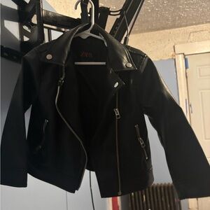 Zara Black Biker Jacket with Silver Accents